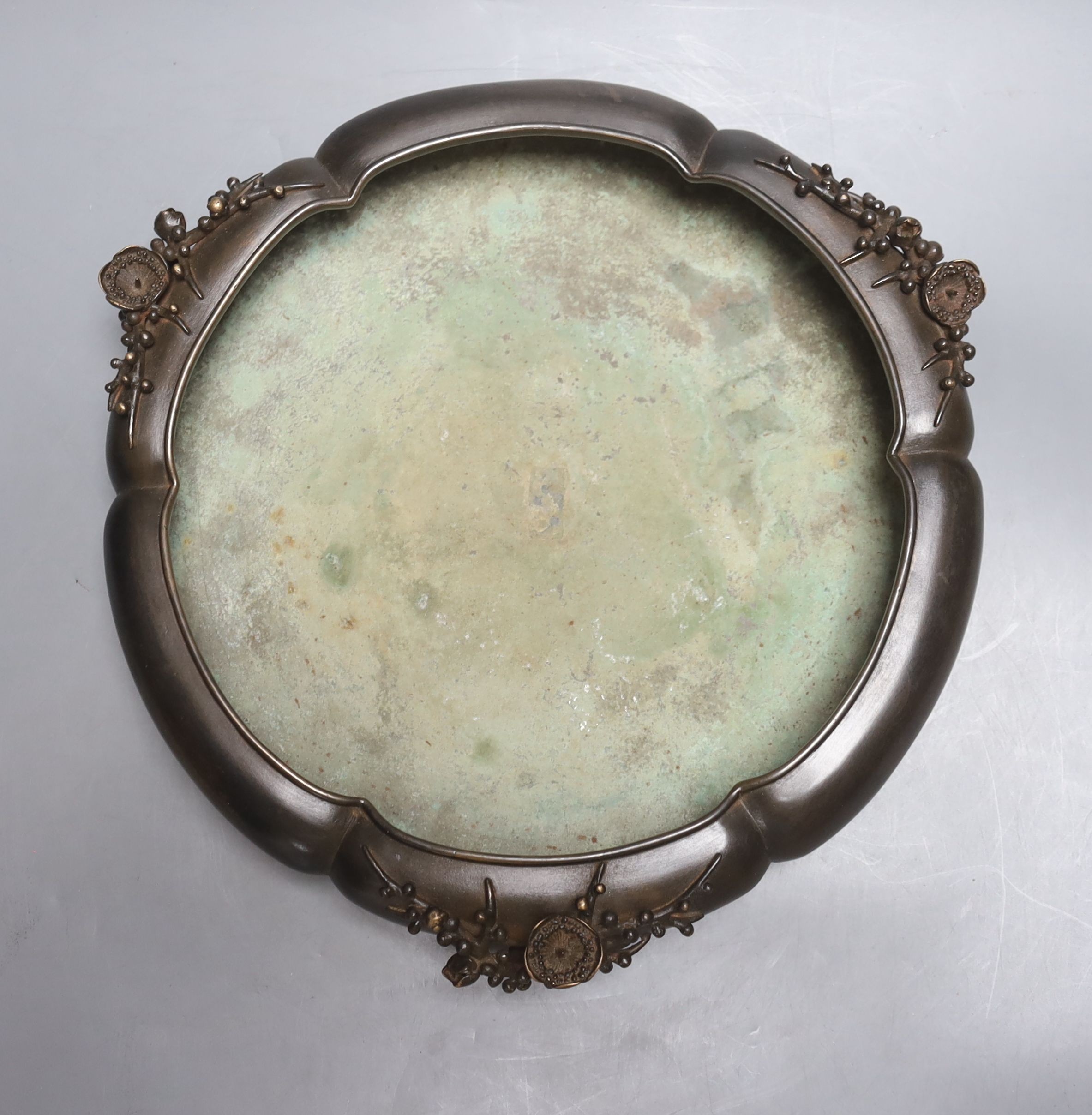 A Japanese bronze dish, Meiji period, diameter 28cm